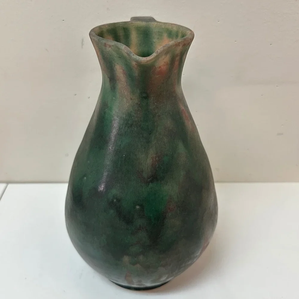 Jasba Keramik West German Art Pottery Ewer Pitcher Green Matte Glaze 1545B 10in